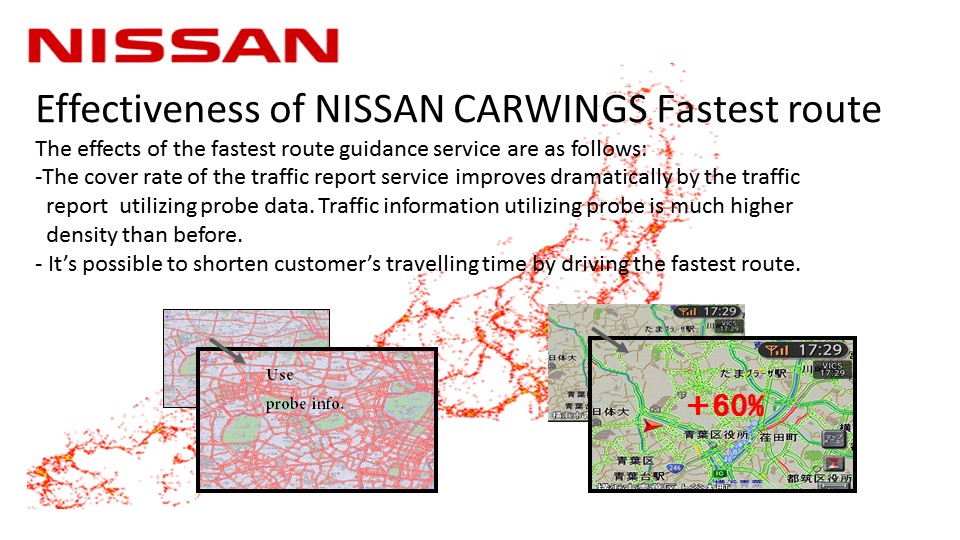 Effectiveness of NISSAN CARWINGS Fastest route